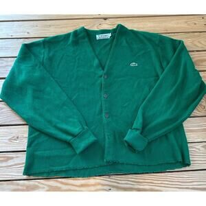 Vintage Izod Lacoste Men’s Cardigan Sweater Size XL Green Button Up